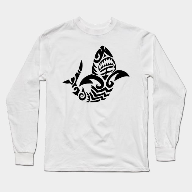 Tribal Great Shark Long Sleeve T-Shirt by doddy77